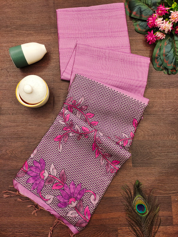 Tussar Silk Madhubani 111 - PINK