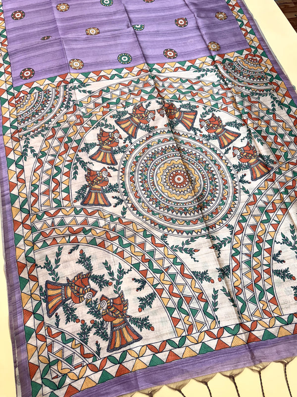 Tussar Silk Madhubani 103- WINE