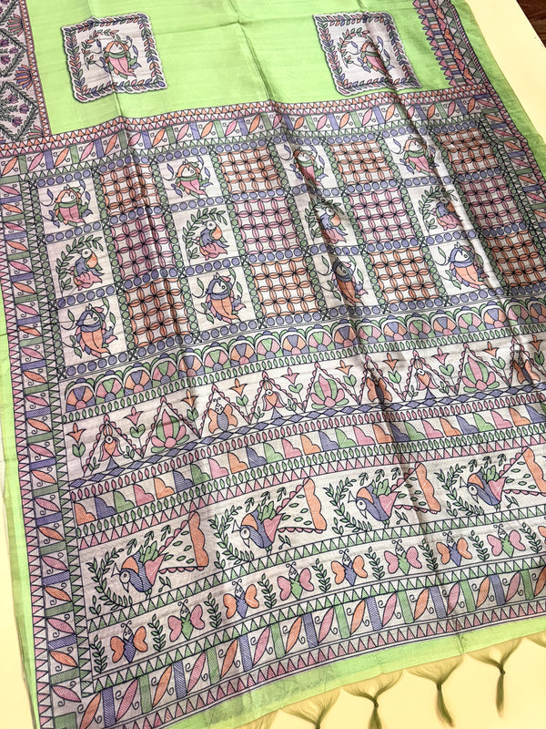 Tussar Silk Madhubani 102 - PISTA