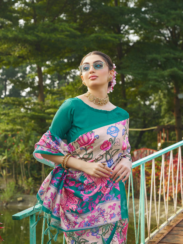 Soft Tussar Silk Saree with Floral Print