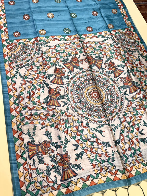 Tussar Silk Madhubani 103- FIROZI