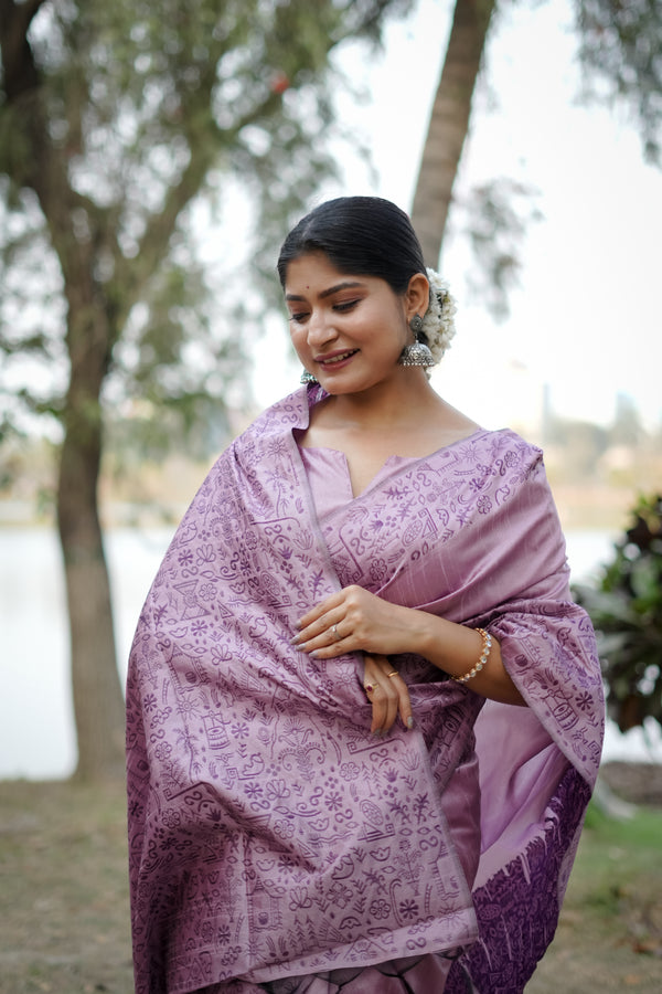 Handloom raw silk saree - BABY PINK