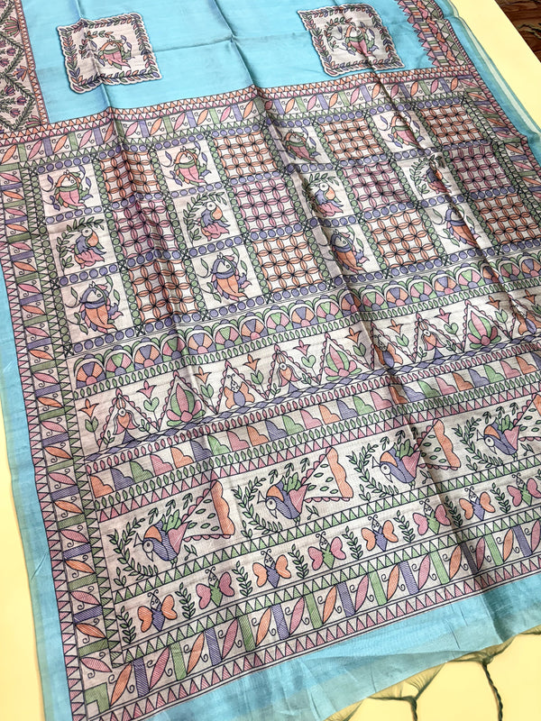 Tussar Silk Madhubani 102 - FIROZI