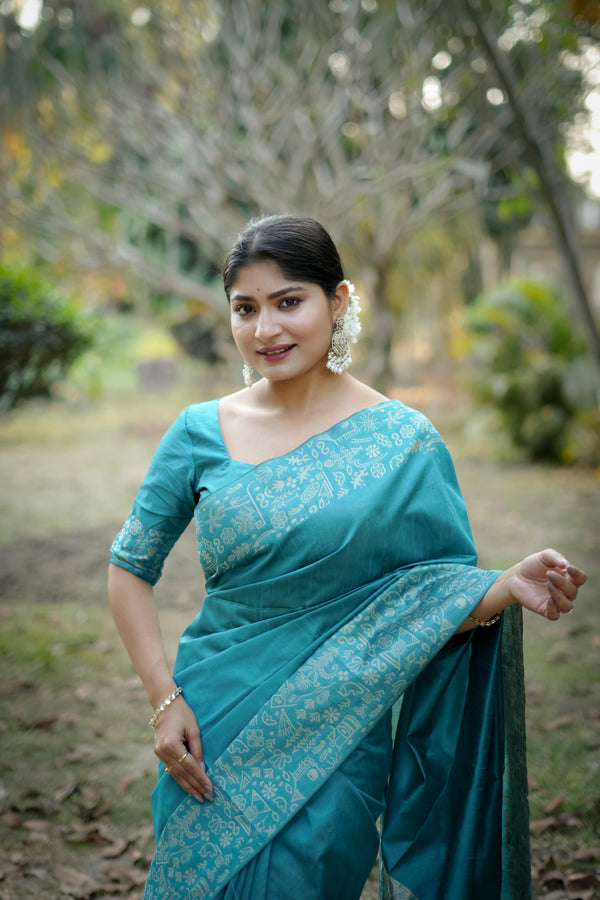 Handloom raw silk saree - FIROZI