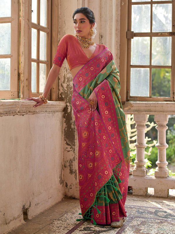 PISTA COLOUR  BANARASI SILK WOVEN SAREE