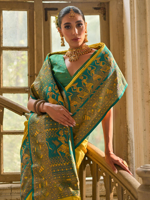 YELLOW BANARASI SILK WOVEN SAREE