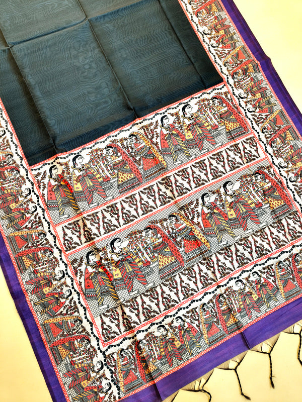 Tussar Silk kalamkari 116 - BLACK