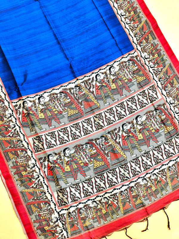 Tussar Silk kalamkari 116 - BLUE