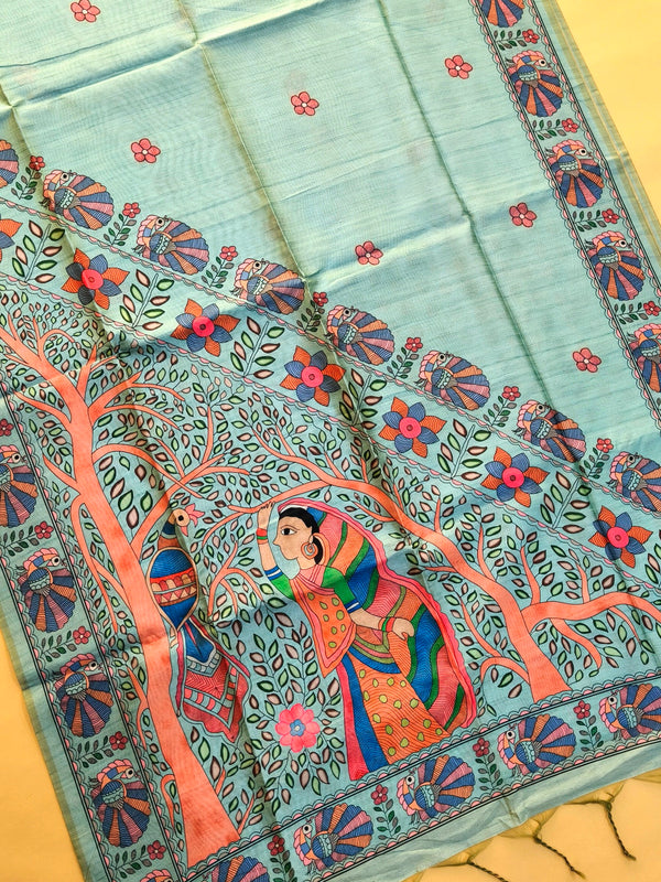 Tussar Silk Kalamkari Print Saree - PISTA
