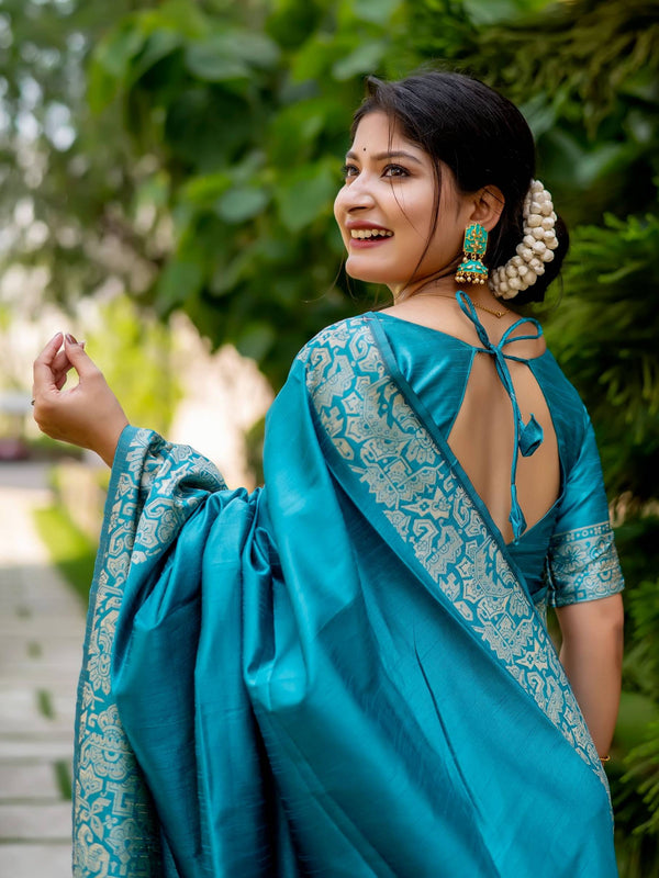 Handloom raw silk saree - FIROZI