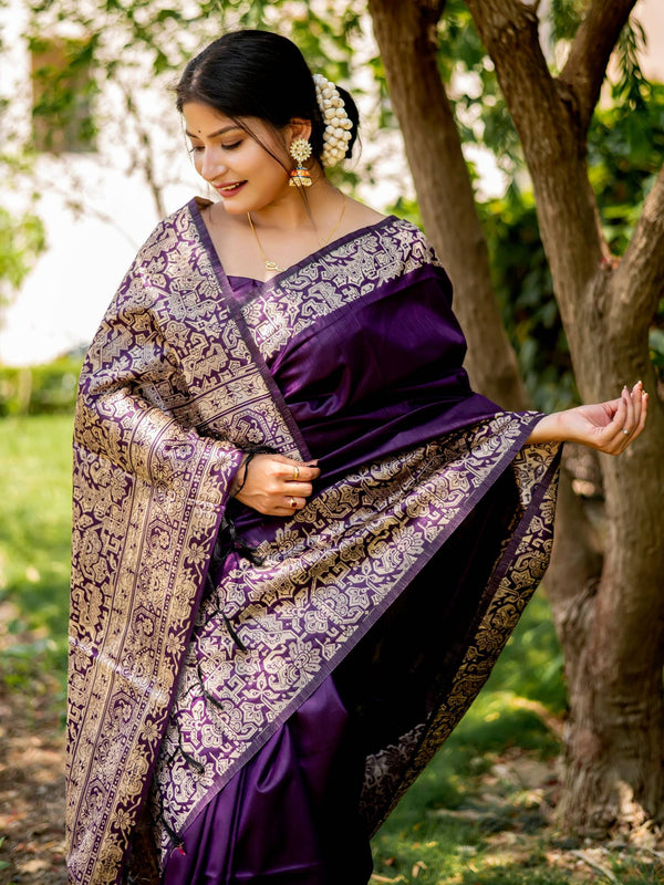 Handloom raw silk saree - WINE
