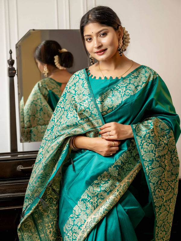 Handloom raw silk saree - RAMA