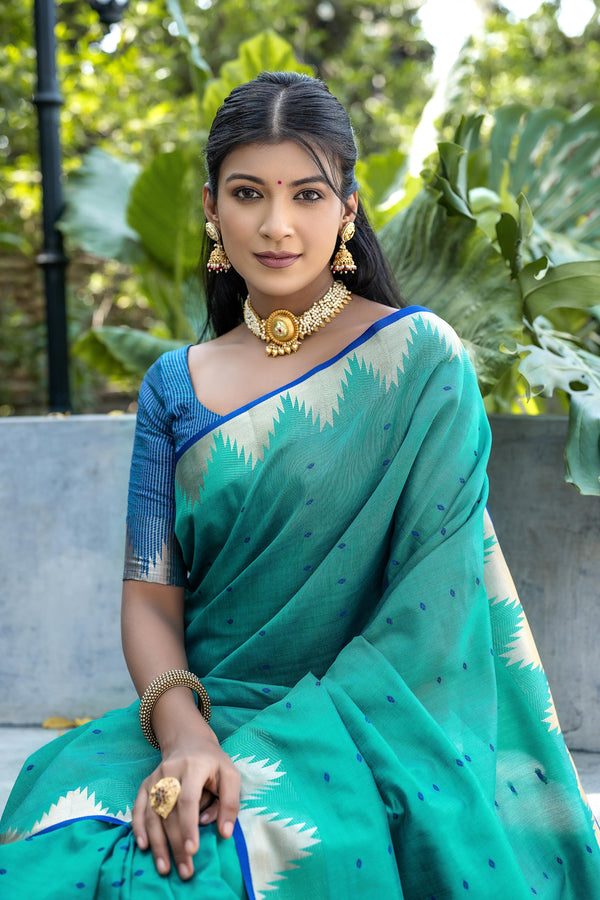 Elisha Raw Silk Weaving Saree - FIROZI