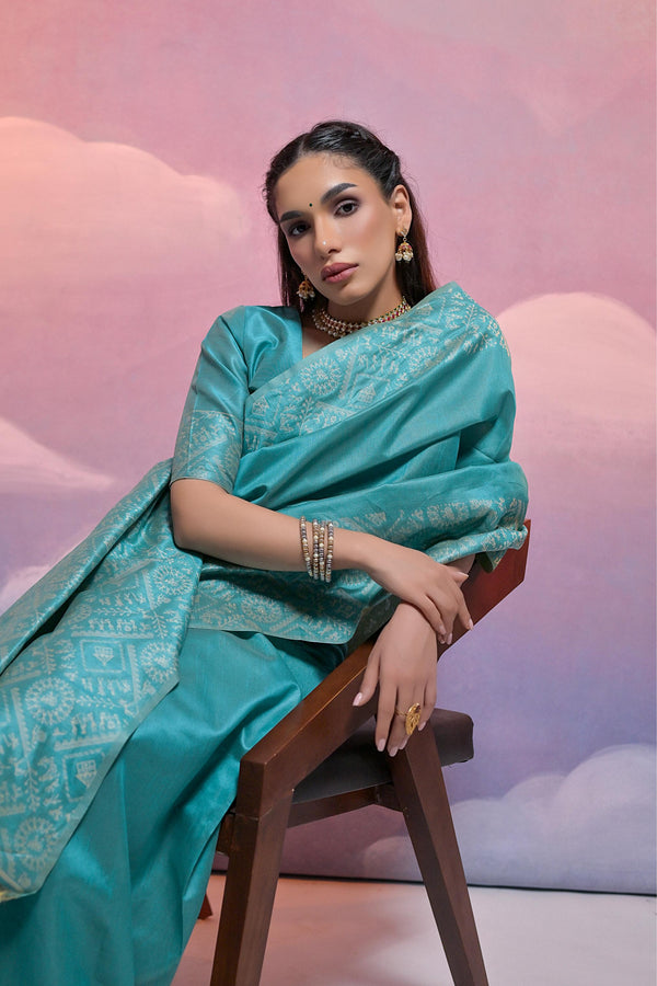 Banglori Handloom raw silk saree - FIROZI