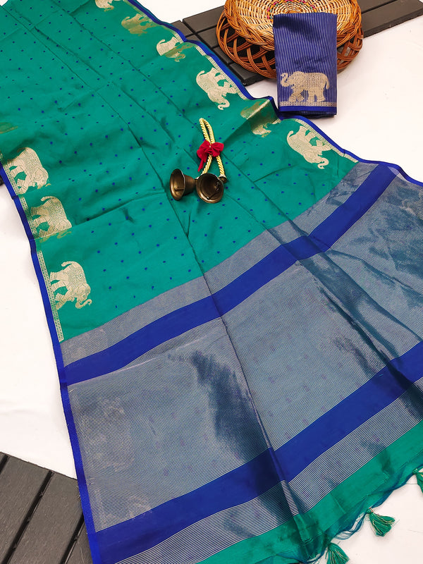 Elisha Raw Silk Weaving Saree - FIROZI