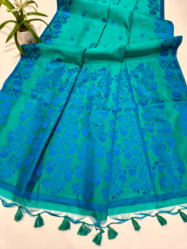 Elisha Raw Silk Floral Weaving Saree - FIROZI