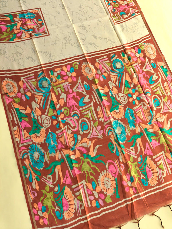 Mallai Silk Saree  With Abstrst Pallu - MAROON