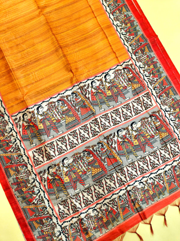 Tussar Silk kalamkari 116 - ORANGE