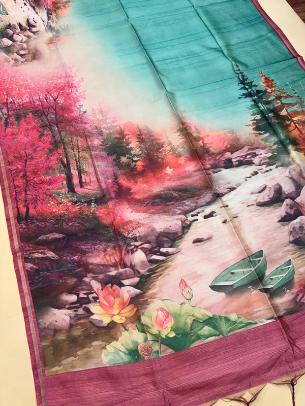 Mallai Silk Beautiful Printed Saree - FIROZI