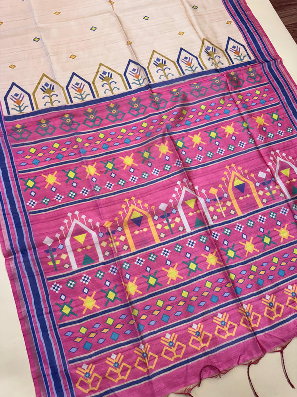 Mallai Silk Dolabedi Pallu Saree - PINK