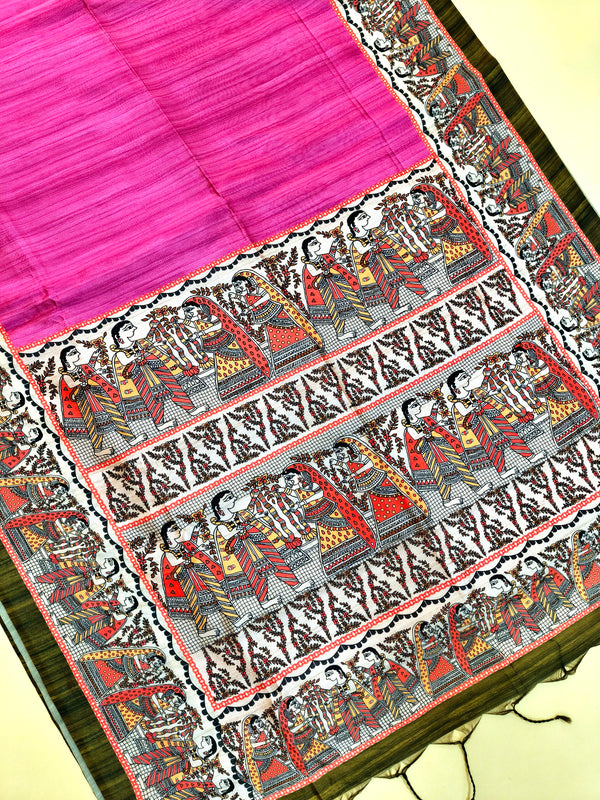 Tussar Silk kalamkari 116 - PINK