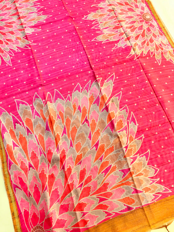 Mallai Silk Saree  With Floral Print - RANI