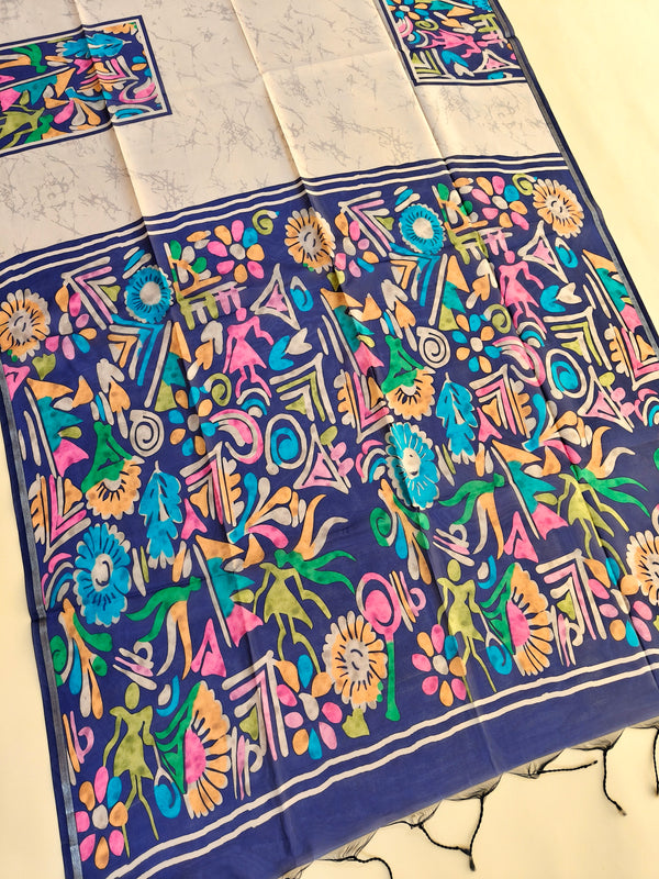 Mallai Silk Saree  With Abstrst Pallu - R.BLUE