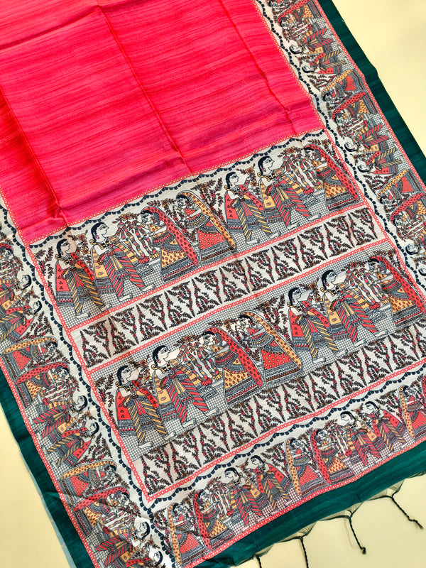 Tussar Silk kalamkari 116 - GAJARI