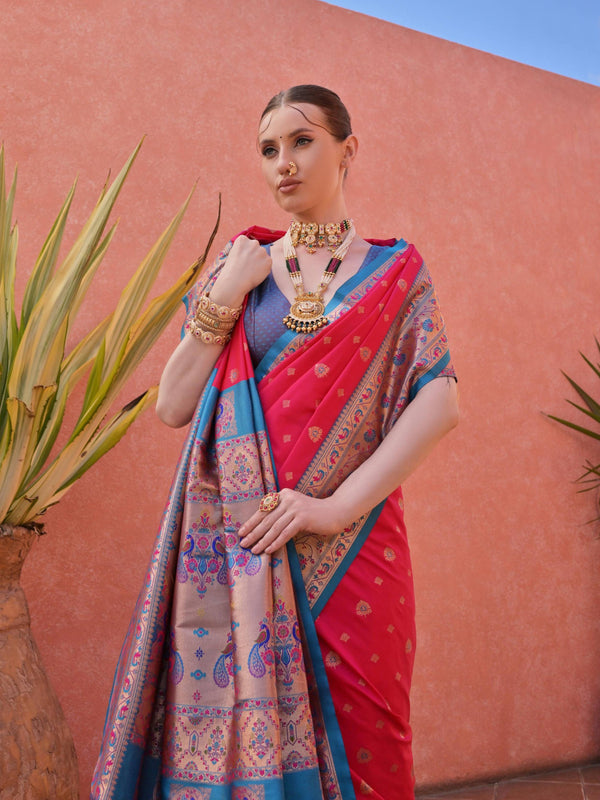 RANI PINK PAITHANI SILK WOVEN SAREE