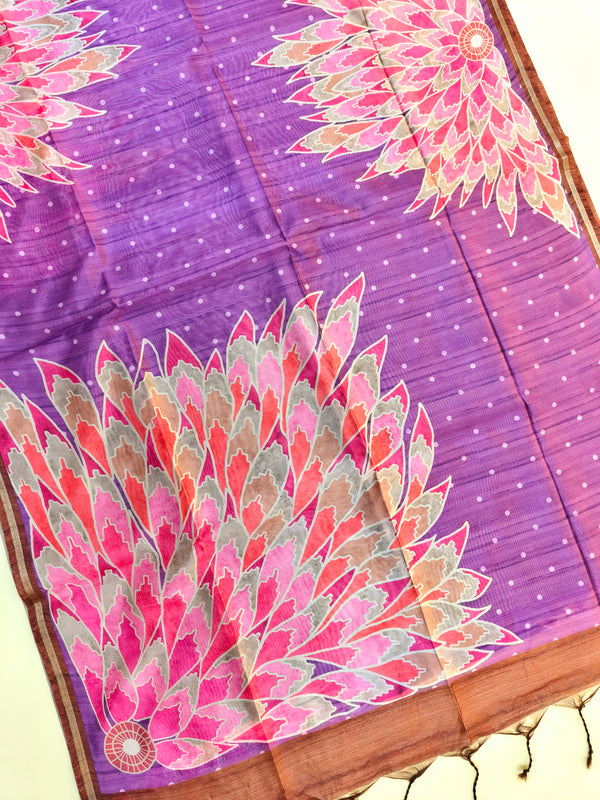 Mallai Silk Saree  With Floral Print - WINE