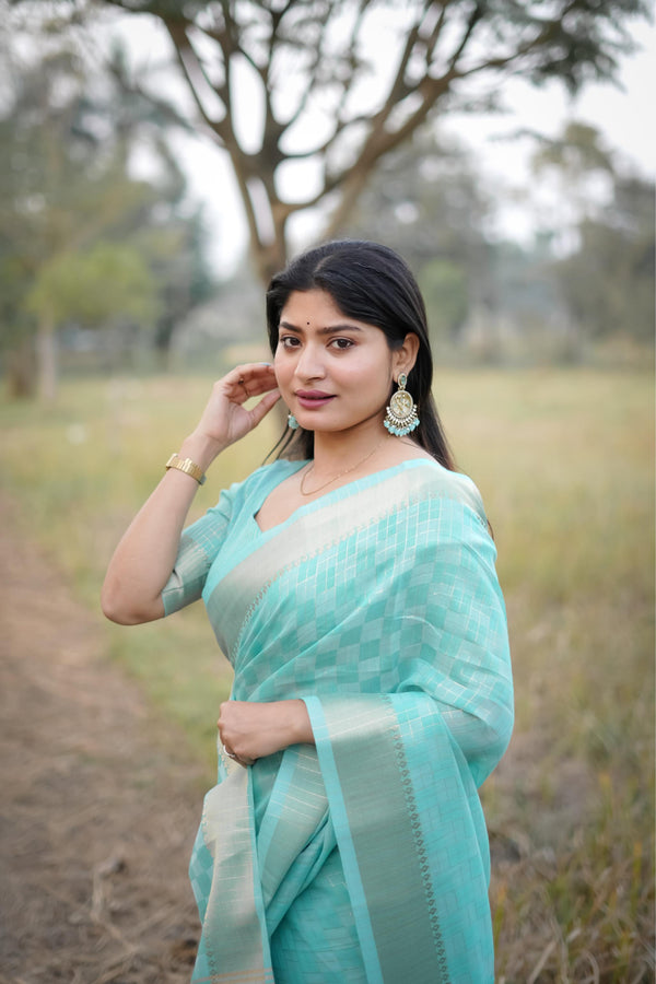 PREMIUM SOFT KALYANI SILK SAREE - FIROZI