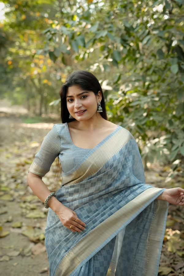 PREMIUM SOFT KALYANI SILK SAREE - GREY