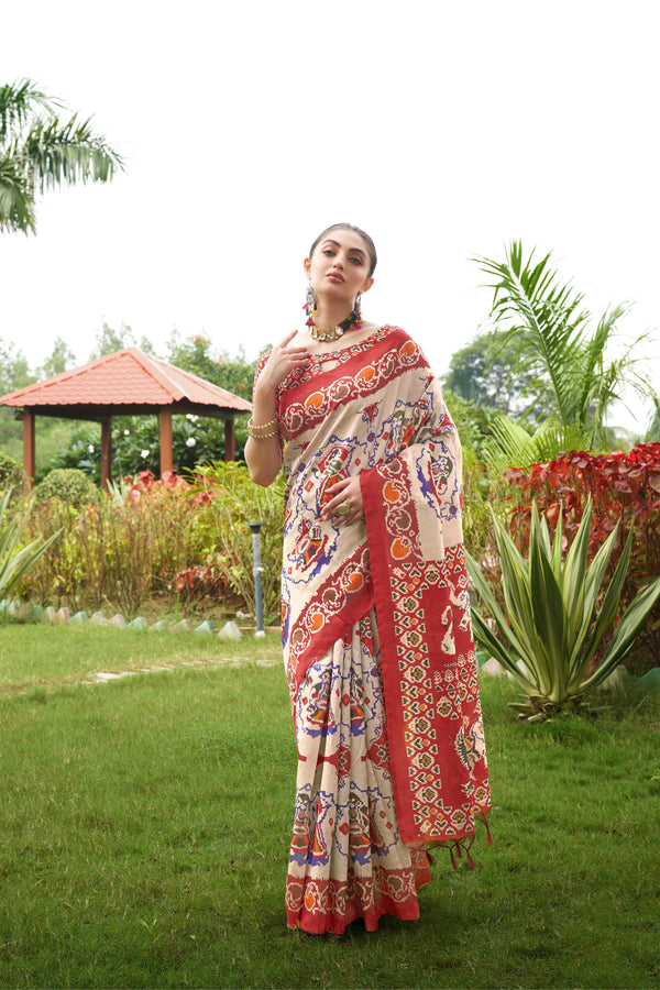 Soft Tussar Silk Saree with Patola Print
